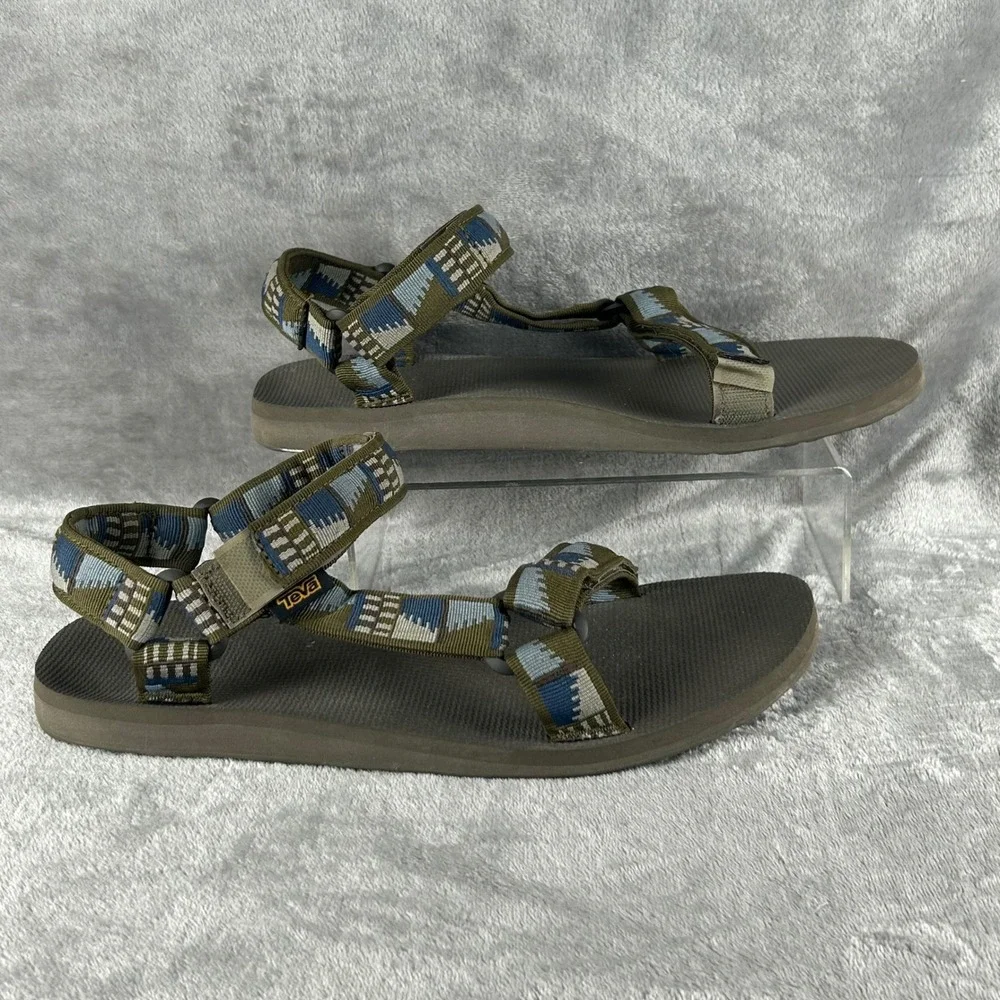 Teva Original Universal Men 12 Dark Olive Geometric Strap Sandals 1004006